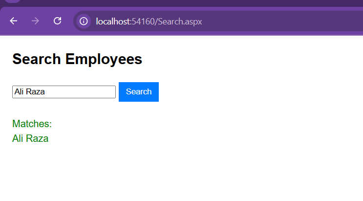 Customer Search Page